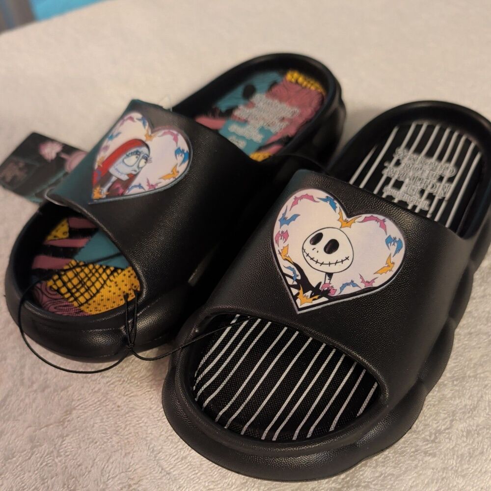 Disney Nightmare Before Christmas Slide Sandals Womens Jack Sally Shoes NWT